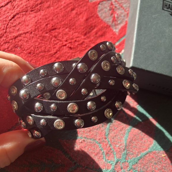 Harley-Davidson Leather Braided Studded Wristlet Bracelet - Picture 2 of 6